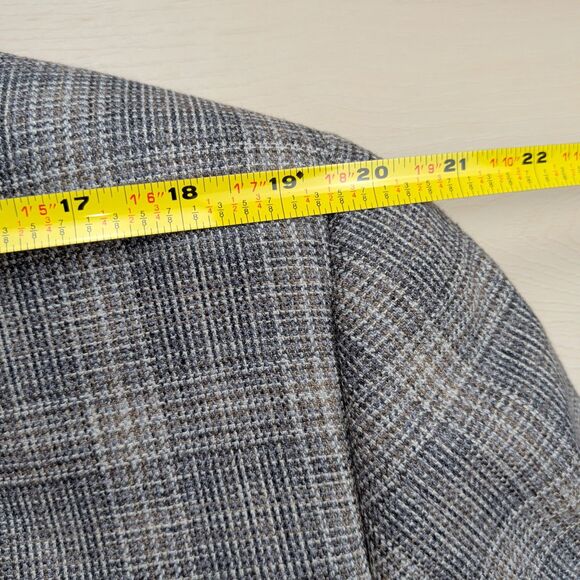 Canali Blazer Sport Coat Mens 38R Silk Wool Windowpane Gray Plaid Suit Italy - Picture 13 of 16